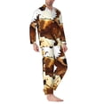 thumbnail image 2 of Logiee Autumn Raccoon In Forest Print Mens Long Sleeve Pajama Set,Notched Collar Pajamas for Men, Men's Sleepwear,Mens Sleepwear with Pockets & Button Down-Medium, 2 of 7