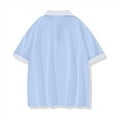 thumbnail image 3 of CHUOU Men's Off Shoulder Color Shirt Pure Cotton Loose Short Sleeve Lapel T Shirt Ironing Logo, 3 of 3