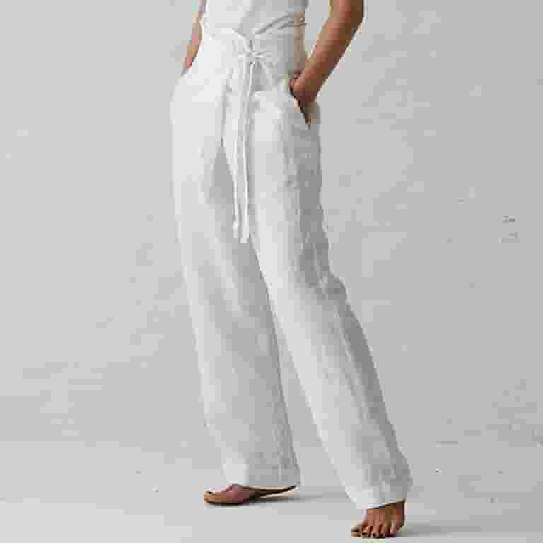 パンツ PAROSH Women Straight Pants D230743 BEACH25002 White XFLWAM Spring Summer Long Straight Wide Leg Trousers with