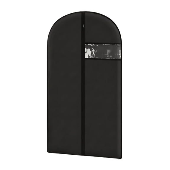 Dress Bag Long Garment Bag with Transparent Window for Hanging Clothes Foldable Wedding Dress Cover for Wardrobe Storage and Travel Black 65-inch