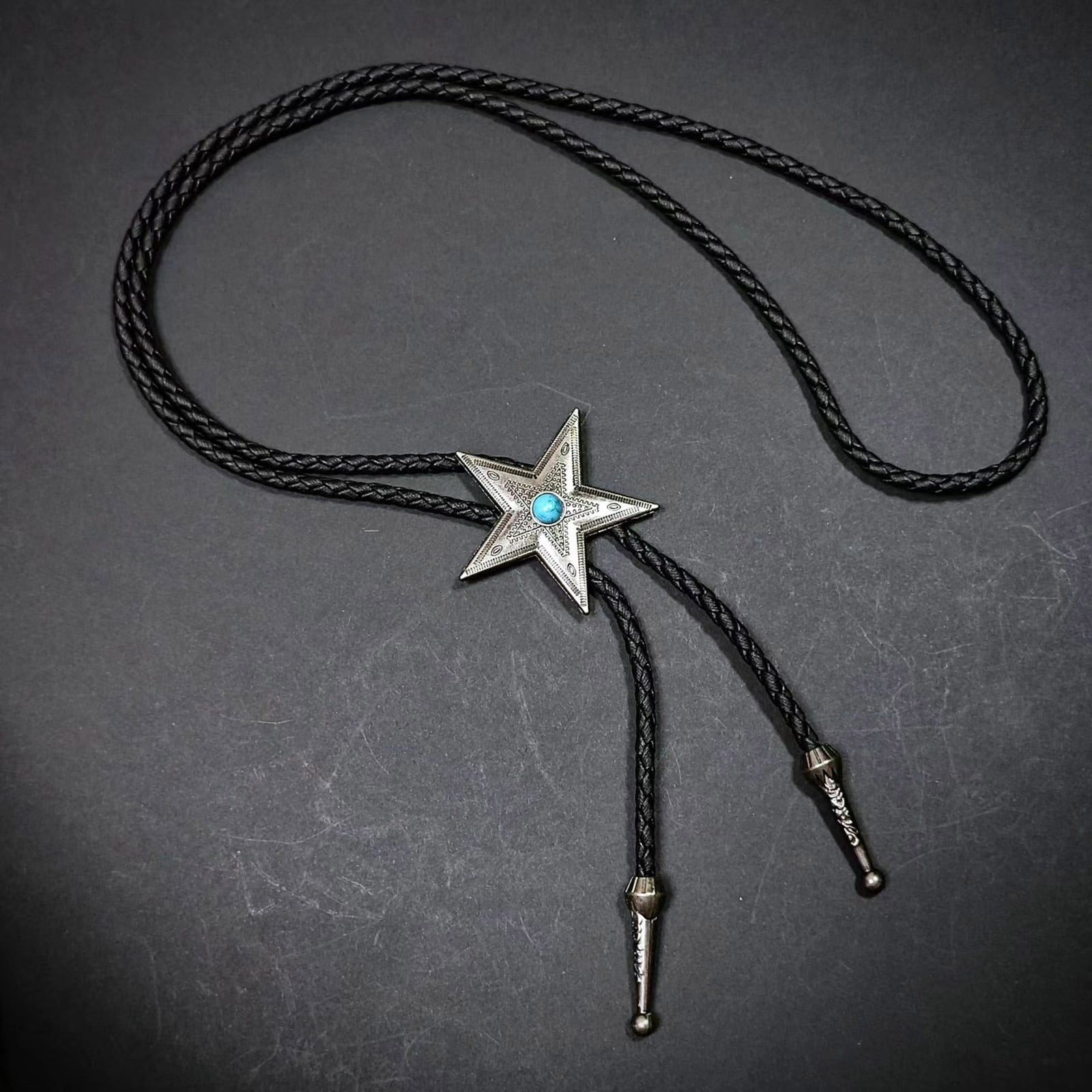 RUISINERY Pack of 6 Bolotie Set Western Outfit Leather Cord Rodeos Jewelry Pendant Necktie Necklace for Men and Women Festivals
