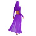 thumbnail image 2 of Lejafay Robe Maxi à Manches Longues Transparente pour Femmes, Fente Haute, à Capuche, Robe de Couverture Transparente Violette 3TG, 2 of 5