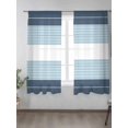 thumbnail image 2 of Sheer Curtains 72 Inches Long 2 Panels Set for Bedroom, Haze Blue Aqua Stripe Semi Sheer Curtains for Windows, Modern Art Horizontal Striped Voile Window Treatments Rod Pocket Curtain, 2 of 7