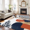 thumbnail image 3 of Rectangle Rug 8x10Ft, Nordic Abstract Leaves Arch Sun Soft Non-Slip Washable Felt Carpet Pad, Terracotta Aesthetic Color Block Area Rugs for Living Room Bedroom Kids Room, 3 of 9