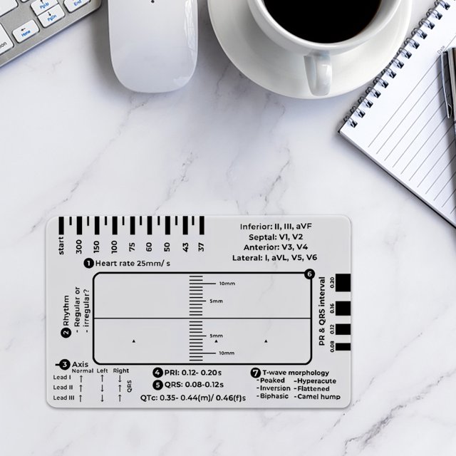 Tarjeta de medición de EKG de bolsillo de la regla ECG 7 Paso para la interpretación de ECG/EKG