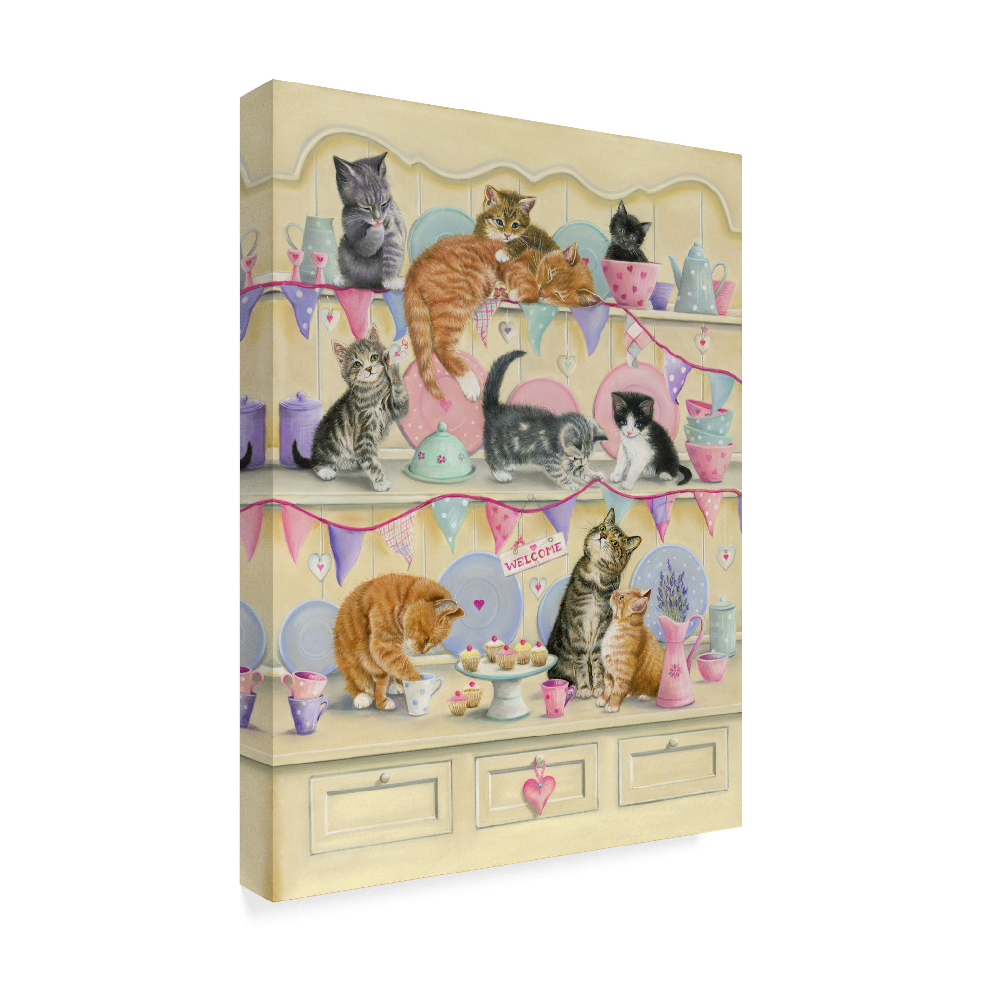 Trademark Fine Art 'Kittens On Dresser' Canvas Art by Janet Pidoux