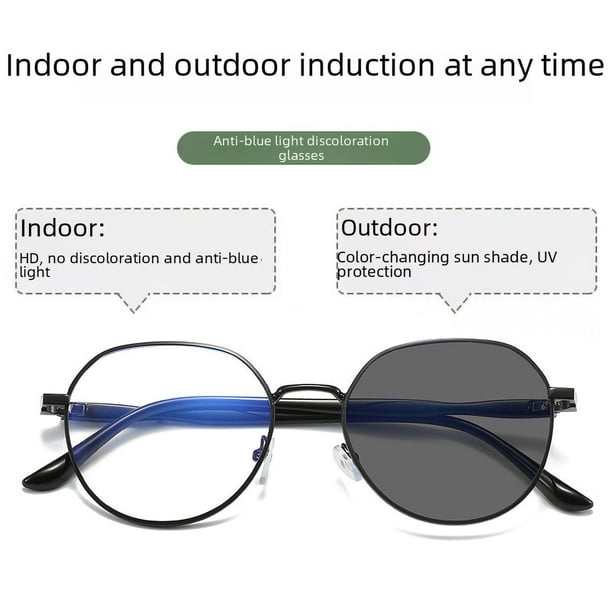 Gafas poligonales que cambian de Color, informales, de aspecto liso, con espejo plano, antiluz azul, para estudiantes