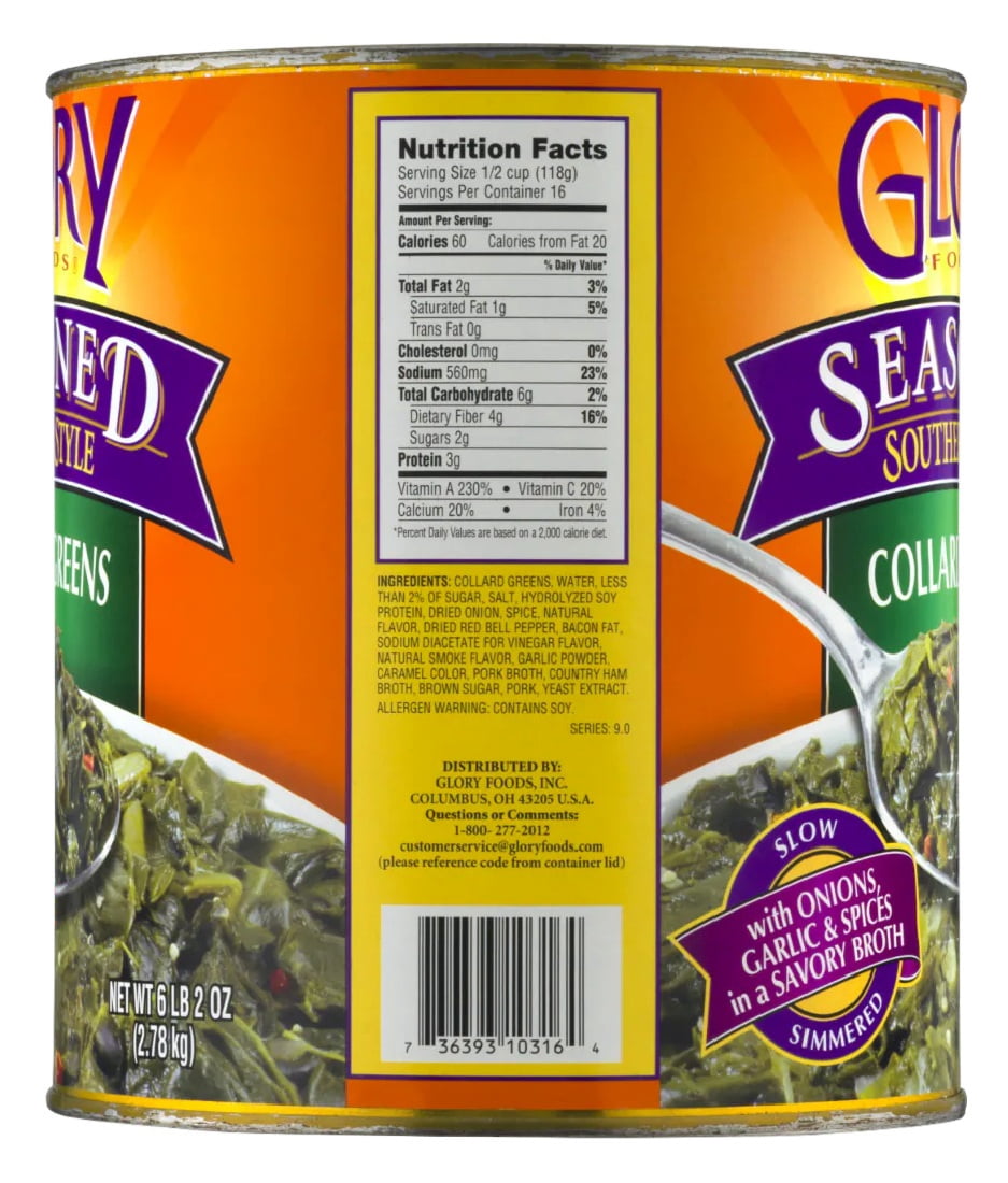 Glory Collard Greens 98 oz. | Canned Vegetables | Pack of 1