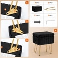 thumbnail image 4 of Gianna Square Ottoman with Table Top, Comfortable Footrest With Storage, Vanity Stool Suitable for Living Room，Bedroom, Black, 4 of 5