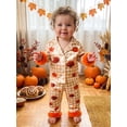 thumbnail image 3 of RUINIXCW Toddler Baby Girl Thanksgiving Silk Satin Pajama Set Girls PJS Fall Winter Sleepwear Turcky Pumpkin Button Down Long Sleeve Shirt Pants Set, 3 of 10
