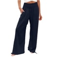 thumbnail image 2 of Wensltd Loose High Waist Drawstring Casual Wide Leg Pants for Women, 2 of 9
