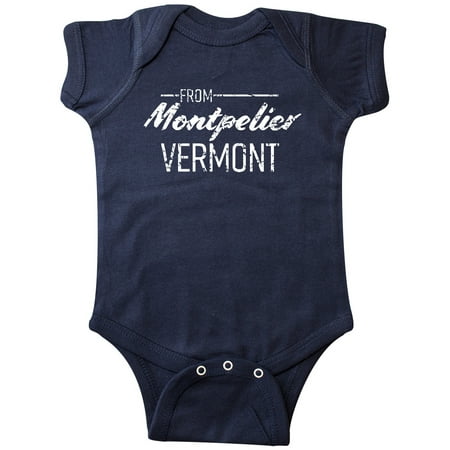 

Inktastic From Montpelier Vermont in White Distressed Text Gift Baby Boy or Baby Girl Bodysuit