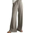 thumbnail image 1 of FNFYFH Liquidation Pantalon en Coton et Lin pour Femmes, à Cordon, Taille Élastique, Palazzo, Pantalon, Noir, 1 of 6