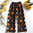 thumbnail image 5 of QWKLEAJ Halloween Pajama Pants Women Pumpkin Print Lounge Pants Drawstring Wide Leg Sleepwear Fall Holiday Loungewear Cozy Home Trousers Autumn Themed Bottoms Festive Nightwear, 5 of 6