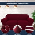 thumbnail image 2 of Easy Install Full Coverage Design Sofa Covers, Super Stretch Loveseat Slipcover for 2 Seats: 145-185cm, Innovative Style Jacquard Fabric Protection from Sunlight, Navy Blue, 3 Pieces Set, 2 of 5