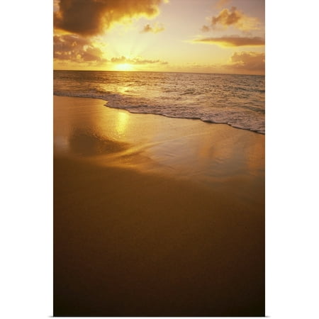 Great BIG Canvas | Rolled Dana Edmunds Poster Print entitled Hawaiian Sunset At Beach, Pastel Colors On