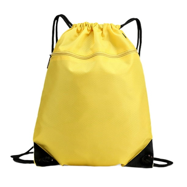 Mochila con cordón, bolsa de baloncesto, mochila de gran capacidad, bolsa de natación, mochila deportiva con cordón para gimnasio, senderismo, viajes Amarillo