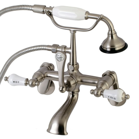 Kingston Brass AE53T8 Aqua Vintage 2-Handle Wall Mount Tub Faucet, Brushed Nickel