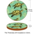 thumbnail image 3 of Turtle 6PCS Round Microfiber Leather Table Coasters Set, 11x11 cm/4.3x4.3 in, Drink Coaster Mats for Home and Kitchen Use, 3 of 6