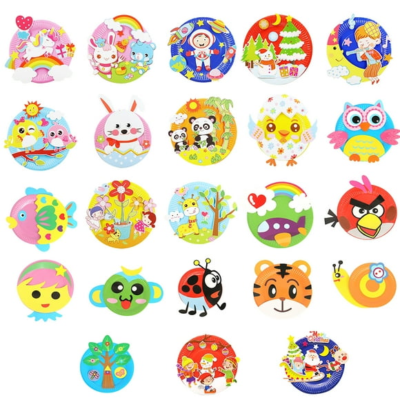23PCS Paper Plate Art Kit Creative Paper Plate Craft Kit DIY Craft for Children