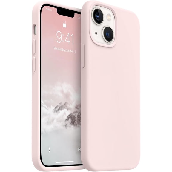 Shockproof Designed for iPhone 13 Mini Case, Liquid Silicone Phone Case with [Soft Anti-Scratch Microfiber Lining] Drop Protection 5.4 inch Slim Thin Cover, Chalk Pink