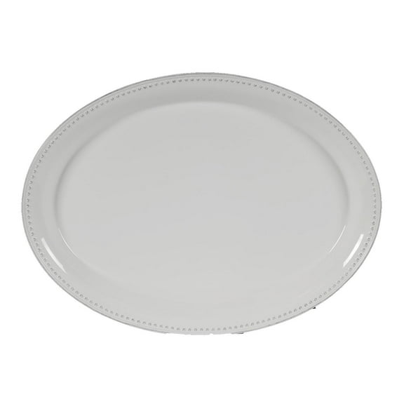 A&B Home 21" x 16" Serving Platter-Color:White,Style:Classic Vintage