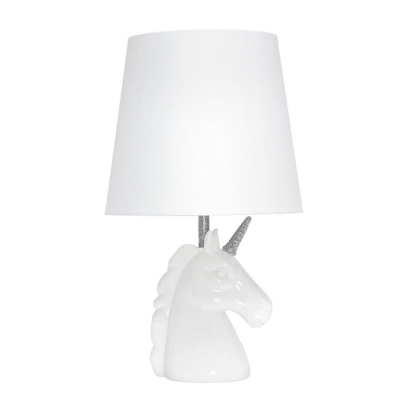 Simple Designs Sparkling White Unicorn Table Lamp