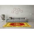 thumbnail image 3 of Ahgly Company Machine Washable Indoor Square Medallion Yellow Traditional Area Rugs, 6' Square, 3 of 4
