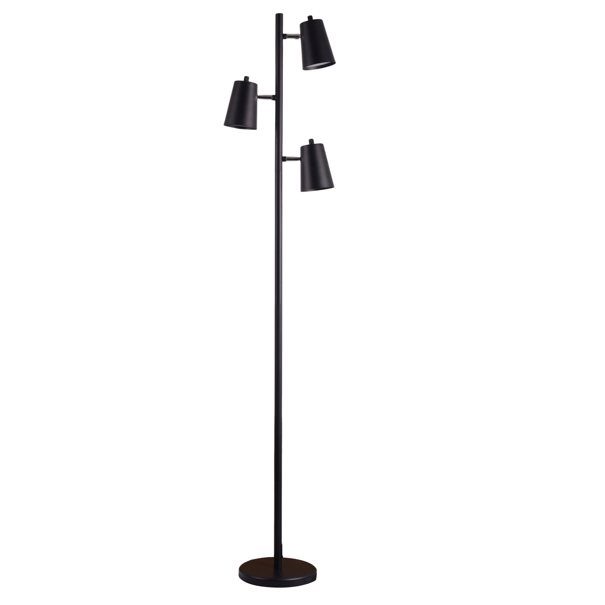 Mainstays LED Floor Lamp, 62.2 in Height, 3 Adjustable Lights, Matte Black Finish, 1-Pack