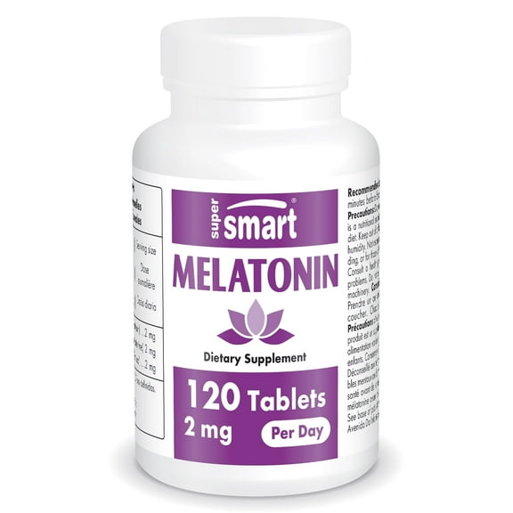 SuperSmart - Melatonin 2mg per Day (99% Purity) - High Strength Melatonin Supplement - Natural Sleep Aid | Non-GMO - Sugar & Gluten Free - 120 Tablets