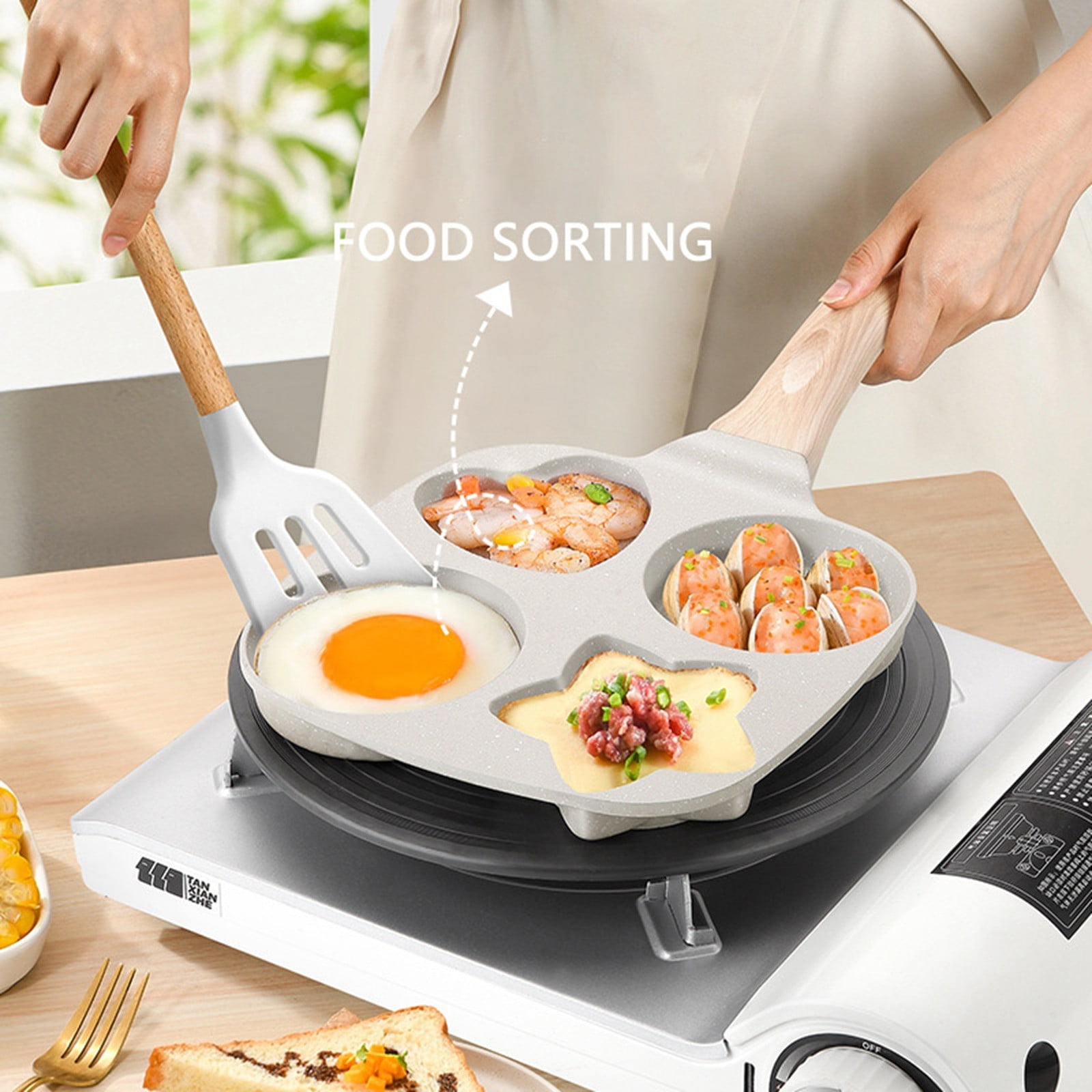 Stone Non Stick Frying Pan for Eggs and Hamburgers Universal Induction Compatible Mini Omelette Cookware with Thickened Deep Base