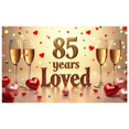 thumbnail image 2 of LUUFILx 85 Years Loved Banner Celebration Backdrop Golden Anniversary Party Supplies Background Decorations Milestone Birthday Event Champagne Theme, 2 of 7
