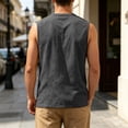 thumbnail image 5 of Tank Tops Men Cotton Linen Sleeveless Button Up V Neck Shirts Summer Casual Vacation Tee, 2XL, 5 of 6