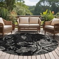 thumbnail image 4 of Round Rugs 5Ft, Black Coastal Starfish Round Area Rug Washable Indoor Throw Carpet, Vintage Coral Seahorse Shell Soft Non Slip Circle Rug for Cabinet Bathroom Home Decor Aesthetic, 4 of 8