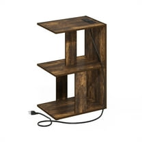 Furinno Boyate Open Storage Sofa Side Table, End Table with USB and Type-C Charging Port, Amber Pine