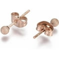 thumbnail image 2 of 3 Pair 304 Stainless Steel Stud Earrings Rose Gold Ball Stud Earrings Textured Earrings with Earring Backs for Women Birthday Festival Elegant Gifts Personalized Jewelry 14x3mm Pin: 0.8mm 3pairs, 2 of 2