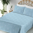 thumbnail image 3 of Ambesonne Art Deco Fitted & Flat Sheet with Shams 4 Pcs Set, Pale Blue Classic Scales, Full, Pale Blue and White, 3 of 5