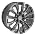 thumbnail image 4 of OE Wheels CV30 22 Inch Rims and Tires Fit Yukon Denali Style 6x139.7 22x9 Gloss Gunmetal Machined - Hollander 14025 - Dueler H/L Alenza 285/45-22 (Set of 4), 4 of 5