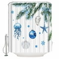 thumbnail image 2 of Blue Coastal Christmas Waterproof Fabric Shower Curtain, Xmas Botanical Starfish Shower Curtain for Bathroom Curtains Bathtubs Hotel Washable Shower Curtains with 12 Hooks Stall 54x78in, 2 of 6