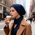 thumbnail image 6 of Suodoka Stylish Women Satin Hair Bandana Lightweight Simulation Silk Head Scarf - Navy, 6 of 9