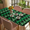 thumbnail image 3 of St. Patrick's Day Table Cloths for 6 Foot Rectangle Tables, Spring Green Lucky Clovers Shamrock Patio Waterproof Elastic Fitted Tablecloths, Washable Rectangular Table Cover for Camping, 3 of 8