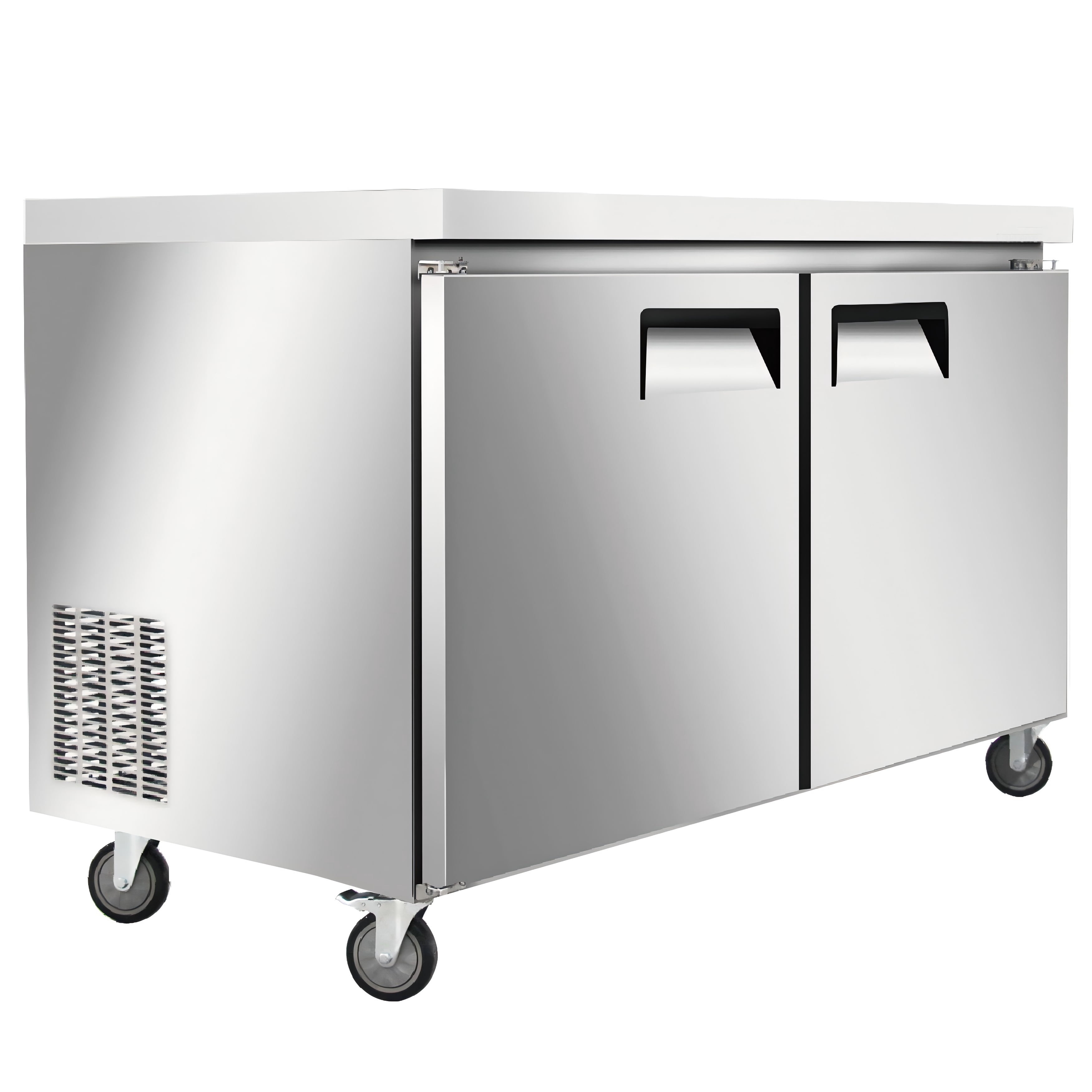 NSF 48 in. Undercounter Refrigerator, 2 Solid Doors Refrigerator 13 Cu.Ft. Commercial Undercounter Refrigerator