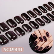 Semi Cured Gel Nail Strips UV/LED Nails, Gel Nail Stickers Dark Semi Cured Gel Nail Strips, Holographic, Chrome, Nails Art Design Decoration Accessories - Color D