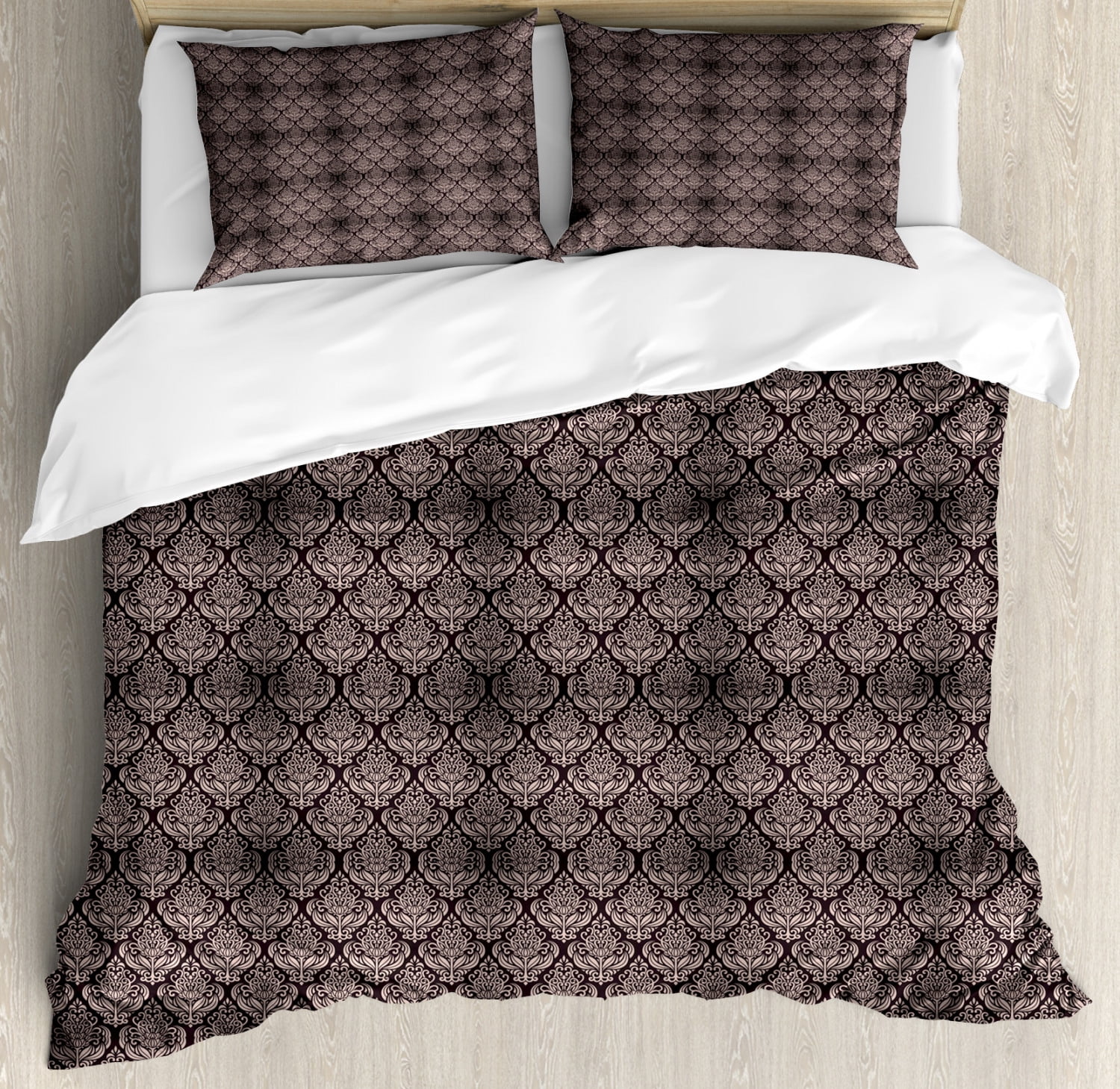 Damask Pattern Print Duvet Cover Bedding Set