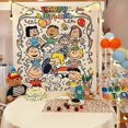 thumbnail image 1 of Tapiz de tela con fondo de feliz cumpleaños de Snoopy, Charlie Brown, decoración de fiesta kawaii, decoración de habitación, recuerdo de un año, 1 of 5