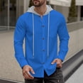 thumbnail image 4 of QSXADF Men's Shirt Jacket Casual Hooded Long Sleeve Button Down Pocketed Relaxed Coat, 4 of 6
