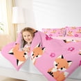 thumbnail image 4 of Homewish Kawaii Fox Lover Queen Comforter Set for Kids, Pink Blossoms Flower Floral Bedding Sets, Cute Cartoon Animal Reversible Bedding Comforter Set, Luxury Bedroom Decor, 3-Piece, 4 of 8