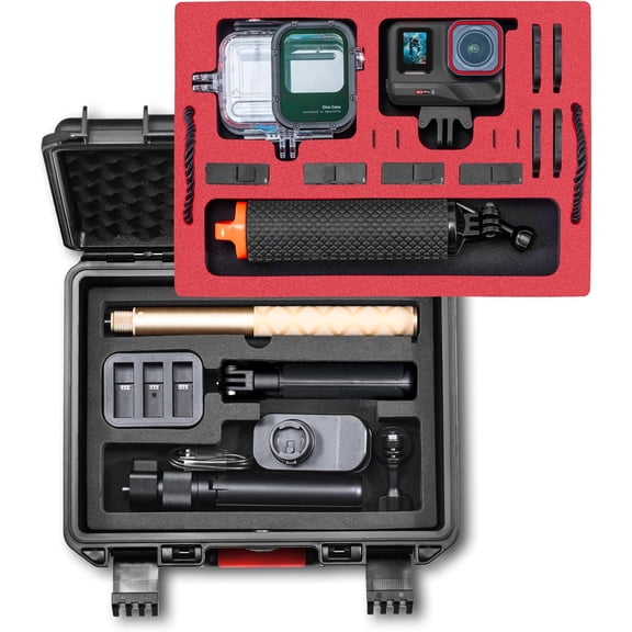 Hard Case for Insta360 ACE Pro 2, Double Layers IP67 Waterproof Shockproof Large Capacity Carrying Compatible for Insta 360 ACE Pro 2 Dive Case Accessories, Elegant Black