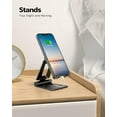 thumbnail image 3 of Dual Folding Cell Phone Stand, Fully Adjustable Foldable Desktop Phone Holder Cradle Dock Compatible with Phone 16 15 14 13 12 11 Pro Xs Xs Max Xr X 8, Nintendo Switch, All Phones, 3 of 9
