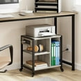 thumbnail image 6 of Industrial Printer Cart, Mobile Printer Stand, Rolling Cart with Power Outlets and USB Ports, Home Printer Stand with 3 Storage Shelves for Office, Living Room, 6 of 7